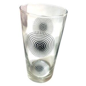 MCM Norfolk Dining Royal Tumbler Drinking Glass vtg Black Clear16oz illusion